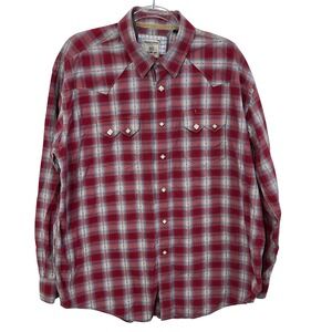 Panhandle Slim‎ Rough Stock Pearl Snap Embroidered Plaid Shirt Men's Size XL